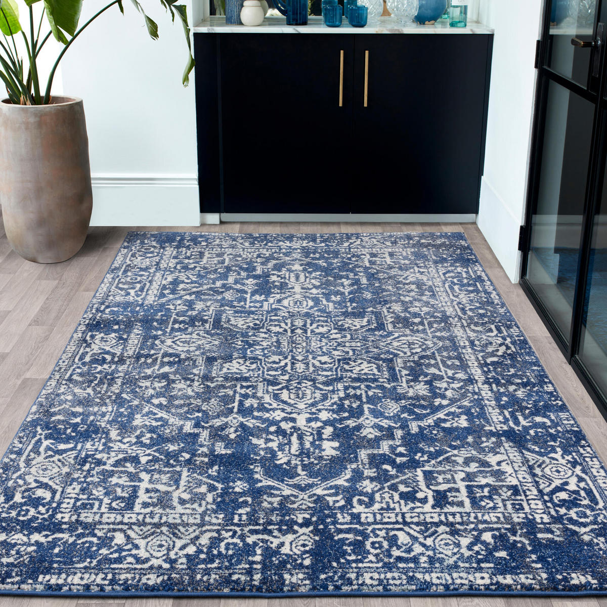 TEPPICH Kunstfaser kurzflor vintage orientalisch LODI-Lambro, Dunkelblau 120x170 cm - Blau, Textil (120/170cm) - KADIMA DESIGN