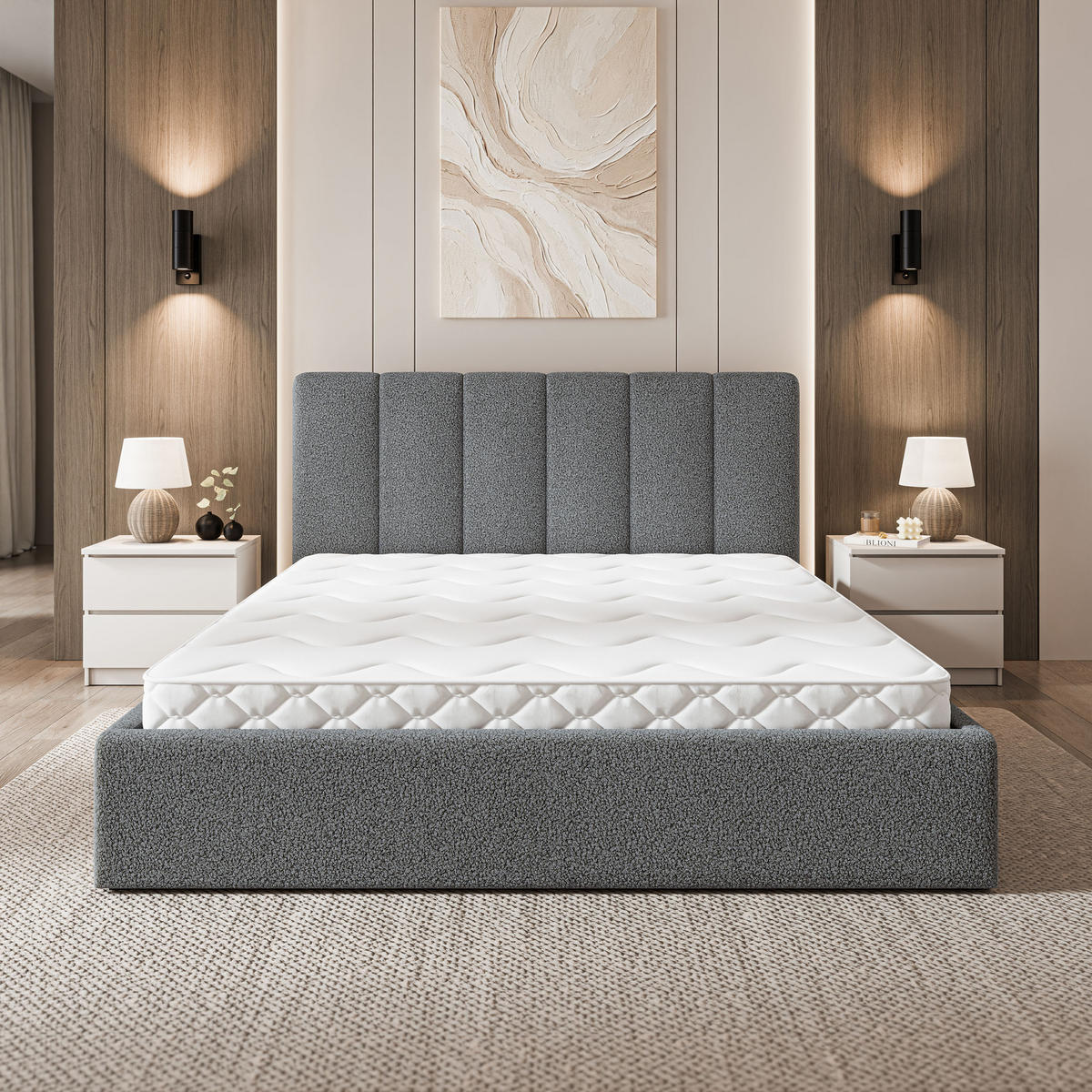 ČALOUNĚNÁ Postel NEMIS 160x200 cm Šedá - šedá, kompozitní dřevo/textil (160/200cm) - MASSENO