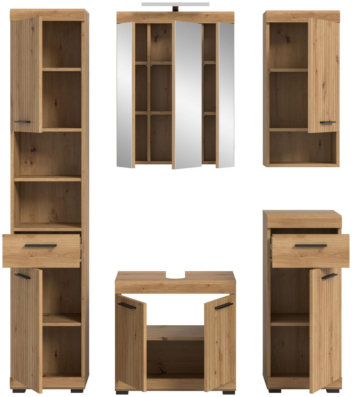 BAD-SET SCOUT 6-tlg. (B/H/T: ca. 164/191/34 cm) in Artisan Eiche Nachbildung/Artisan Eiche Nachbildung - Eiche Artisan, Holz (164/191/34cm) - Homes & Jones