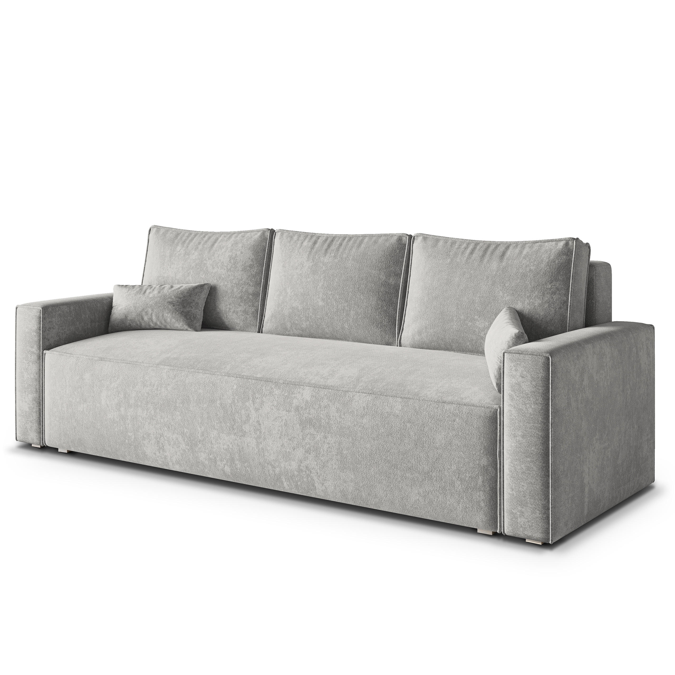 BETTSOFA MENI LM Hellgrau Chenille-Stoff mit Schlaffunktion - Hellgrau, Textil (232/85/87cm) - MASSENO