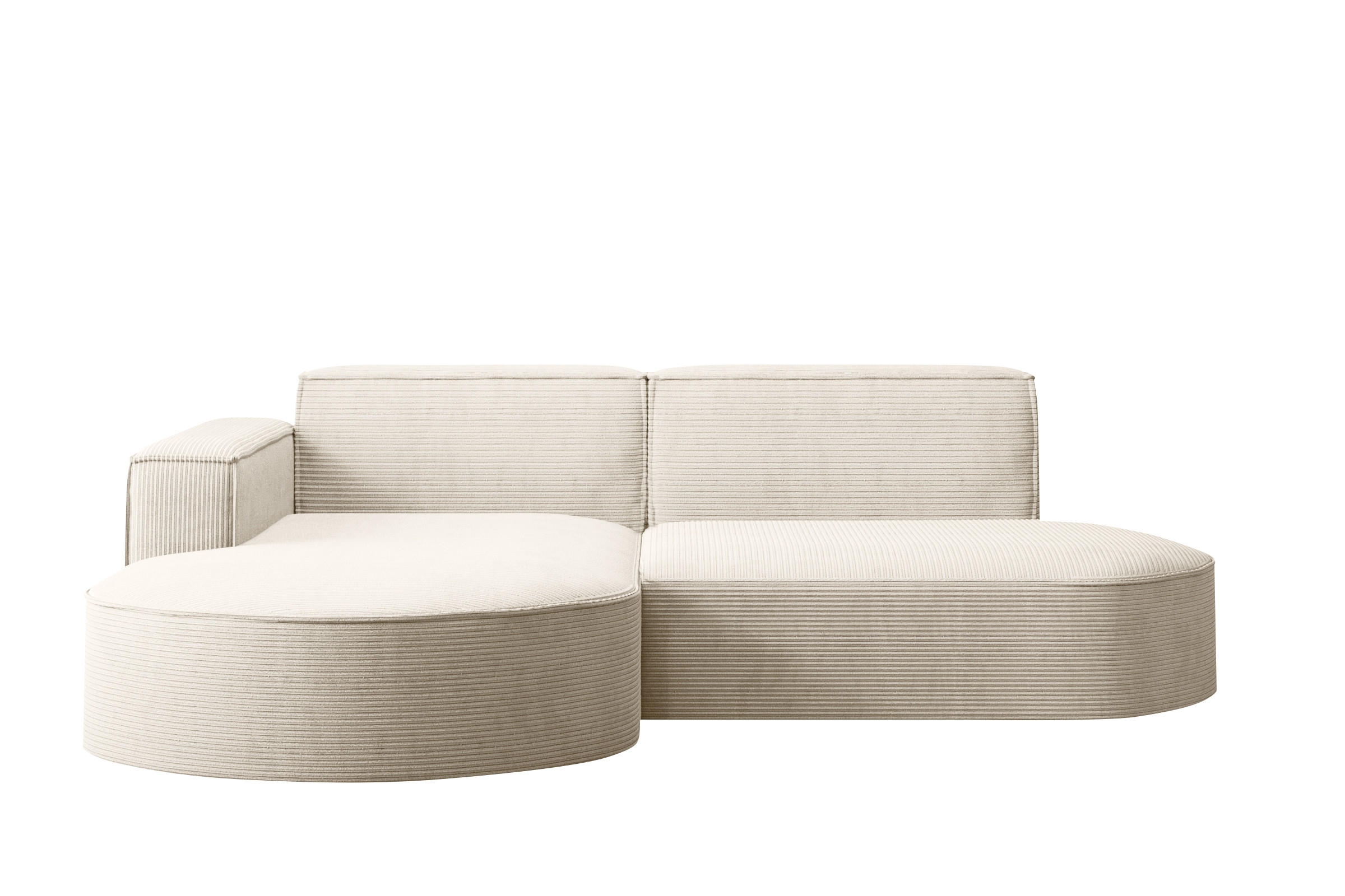 ECKSOFA Modena Studio, Cord Stoff Ecru Links - Ecru, Holzwerkstoff/Textil (165/236cm) - Kaiser Möbel