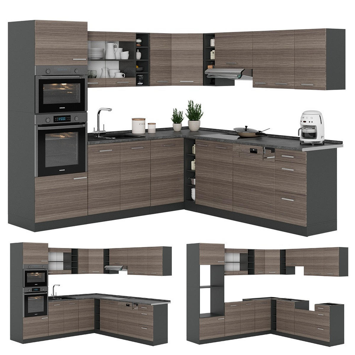 Anthrazit/Grau, Holzwerkstoff (247/81.6/60cm) - Vicco