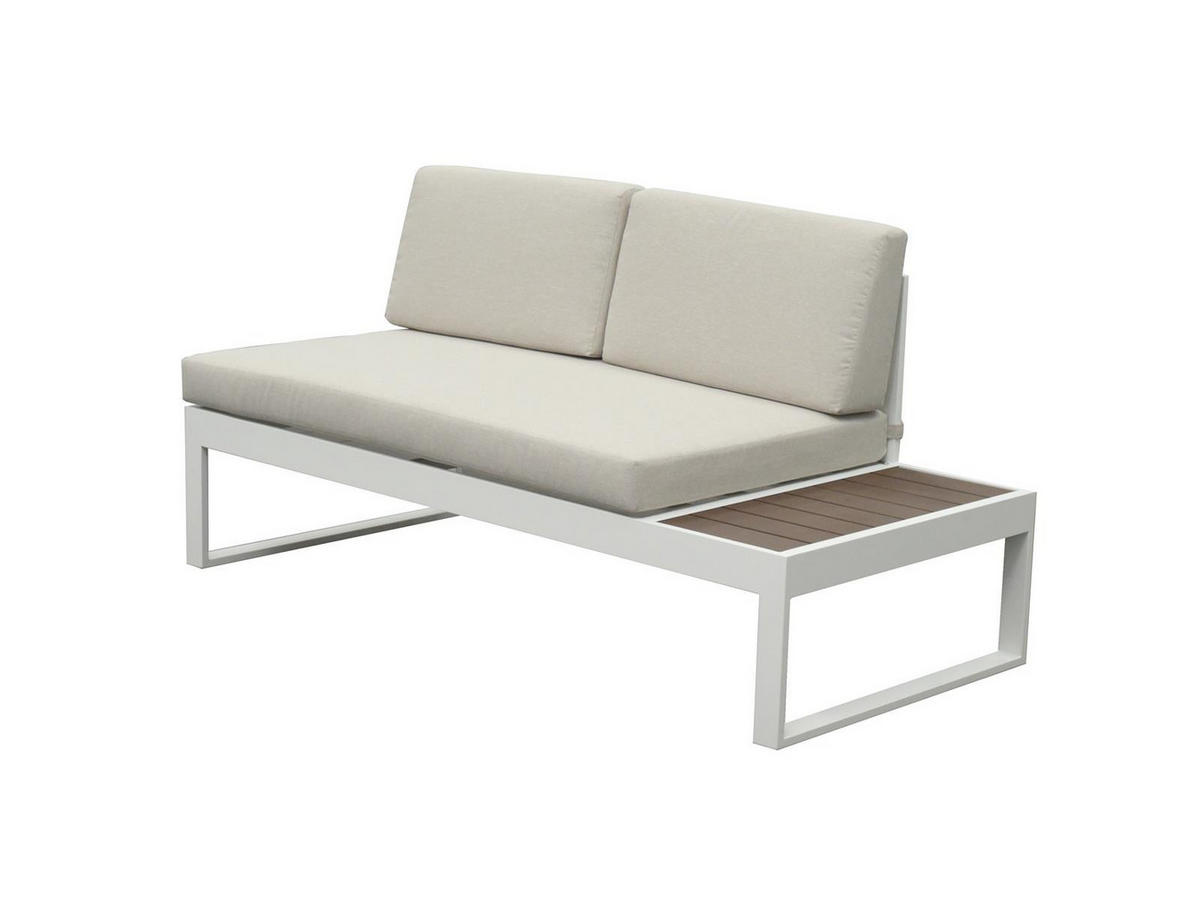 LOUNGE-SET Lima Weiß 5-Sitzer Aluminium mit Couchtisch in Holzoptik - Weiß, Kunststoff - bellavista - Home & Garden