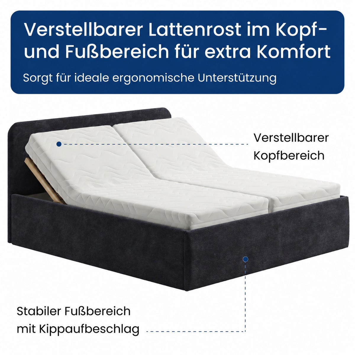 POLSTERBETT 200x200 cm Microvelours in Schwarz - Schwarz, Textil (200/200cm) - Home Collective