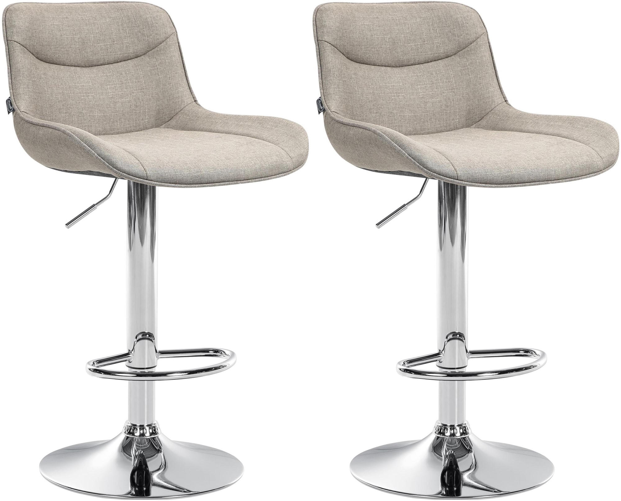 BARHOCKER 2er Set Stoff taupe - Taupe/Chromfarben, Textil/Metall (49/85/51cm) - CLP