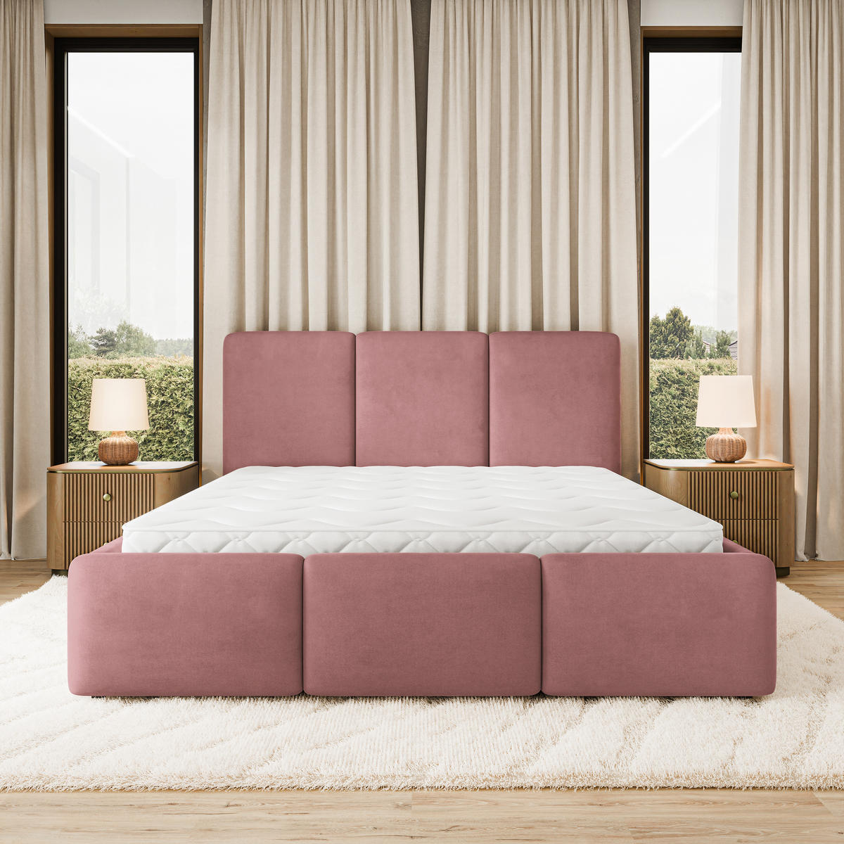 POLSTERBETT MORENA MGV 120x200 cm mit Bettkästen - Rosa - Rosa, Holz (120/200cm) - MASSENO