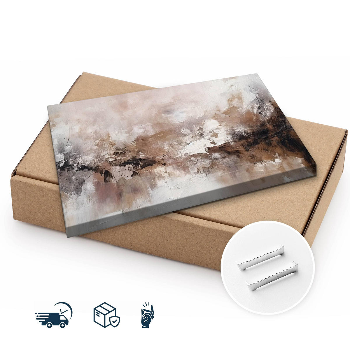 LEINWANDBILD Abstraktion Moderne Kunst 30/20 cm - Beige/Braun, Textil (30/20cm) - Muralo