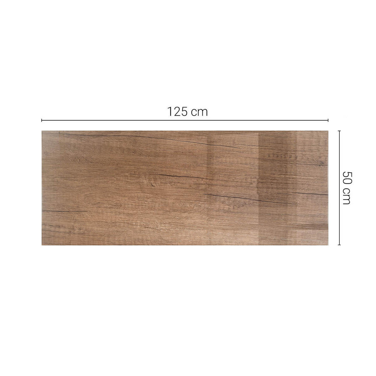 TISCHPLATTE 125x50 cm Holzoptik Natur - Hellbraun/Braun, Glas (125/50/0.4cm) - TULUP