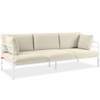 GARTENSOFA RAMBE 3-Personen mit Kissen, Weiß/Cremeweiß - Creme/Weiß, Textil/Metall (225/80/80cm) - KONSIMO®