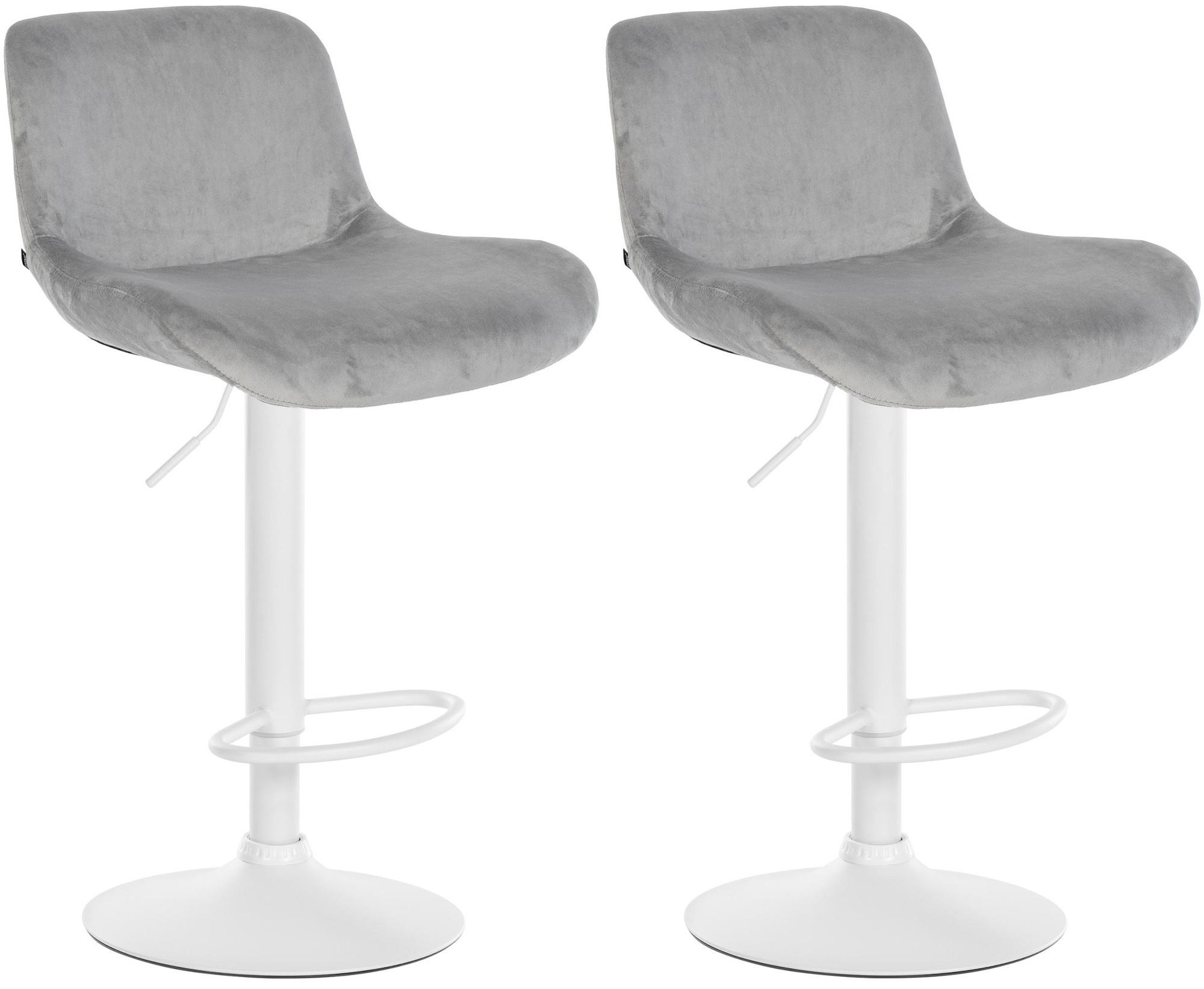 BARHOCKER 2er Set Samt Grau - Weiß/Grau, Textil/Metall (50/85/50cm) - CLP