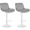 BARHOCKER 2er Set Samt Grau - Weiß/Grau, Textil/Metall (50/85/50cm) - CLP