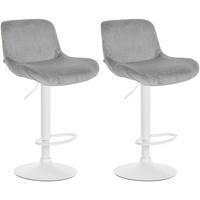 BARHOCKER 2er Set Samt Grau - Weiß/Grau, Textil/Metall (50/85/50cm) - CLP