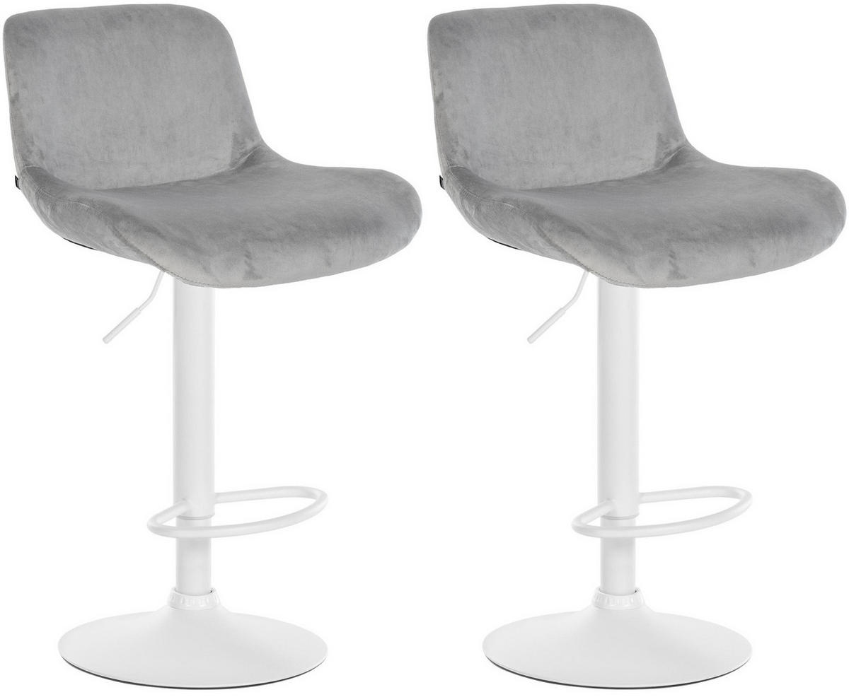 BARHOCKER 2er Set Samt Grau - Weiß/Grau, Textil/Metall (50/85/50cm) - CLP