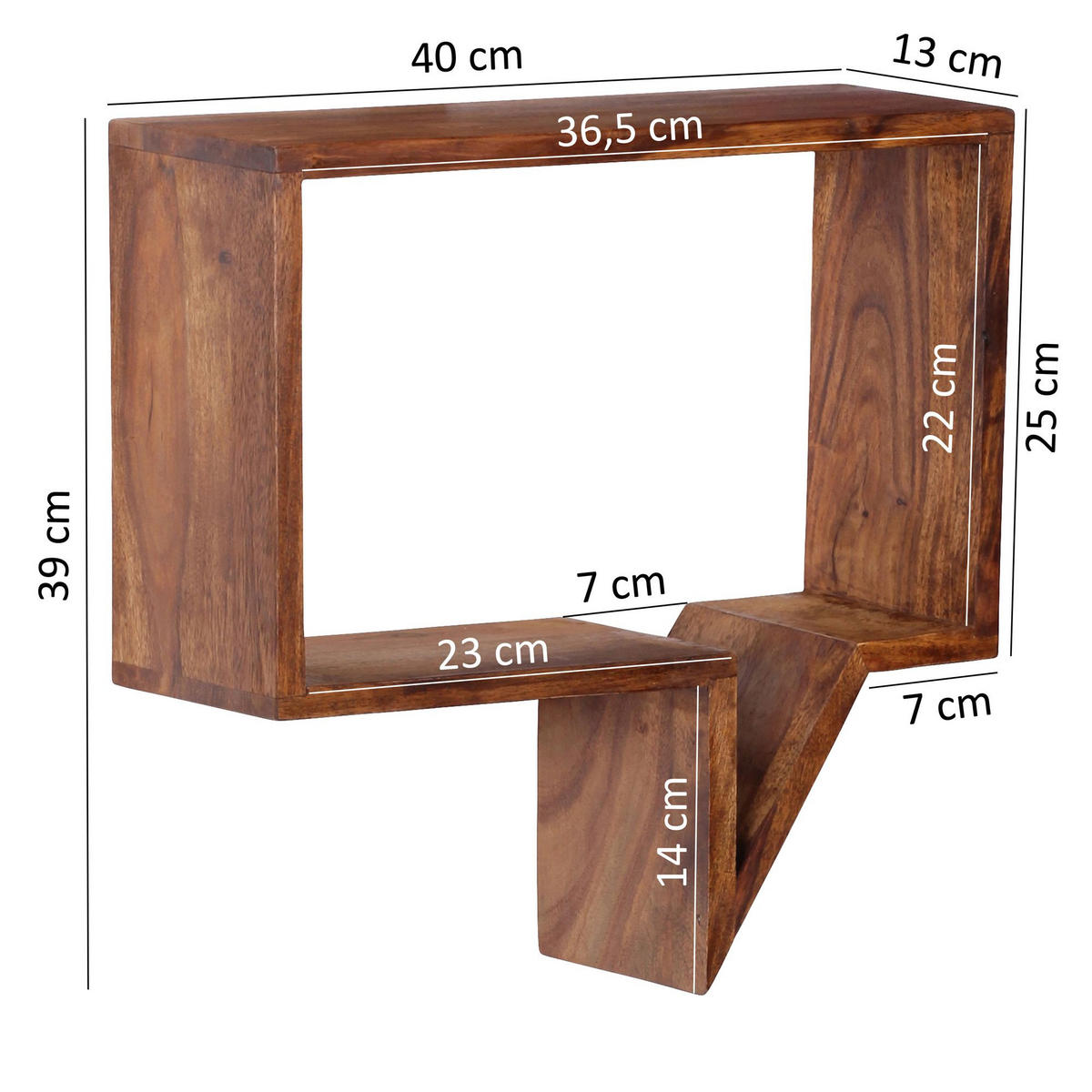 WANDREGAL Set MUMBAI Massivholz Hängend Landhausstil, Dunkelbraun 50x13x49 cm - Braun, Holz (50/49/13cm) - KADIMA DESIGN