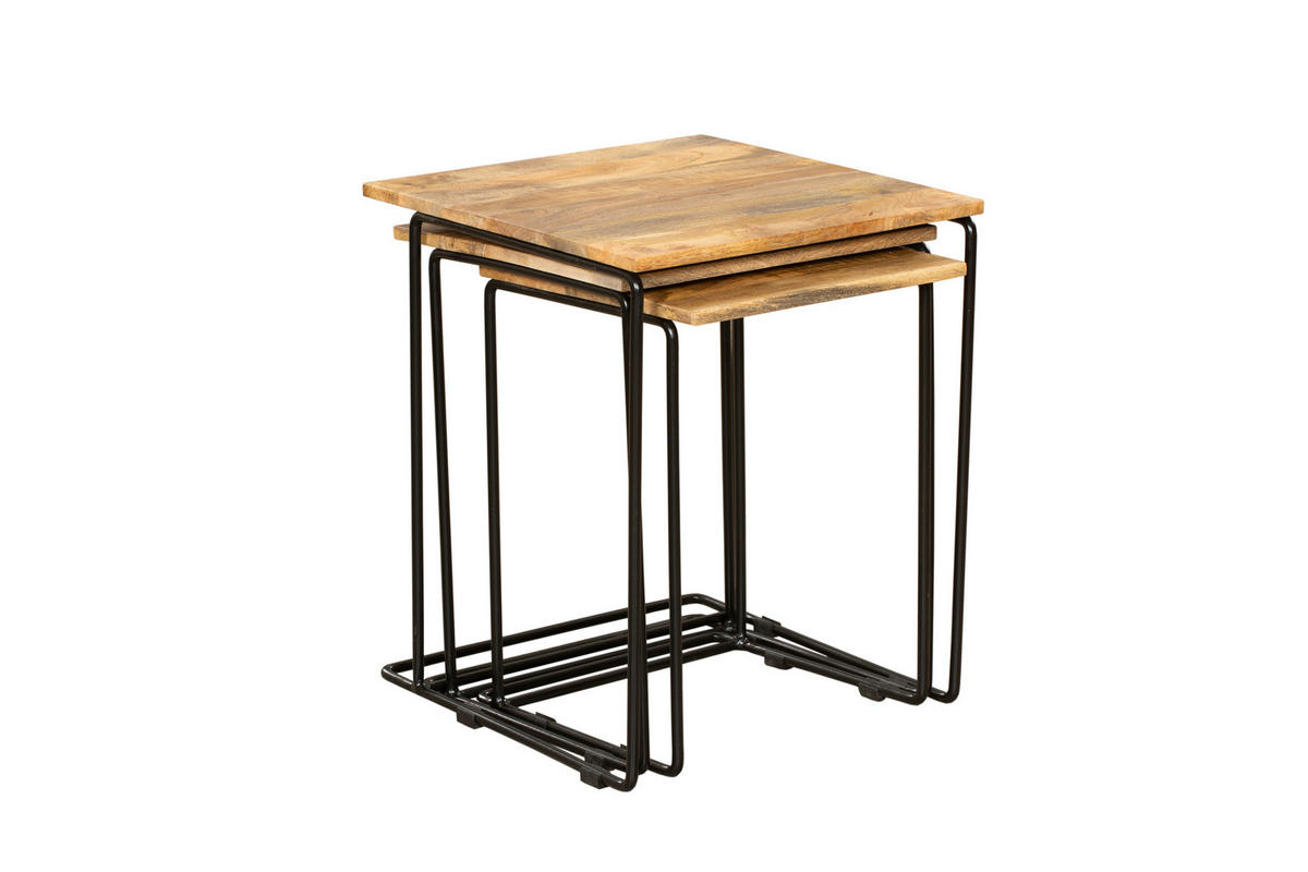 BEISTELLTISCH Peer 3er Set Mangoholz Braun 54x45x45cm - Braun, Holz (45/45/54cm) - DELUKE