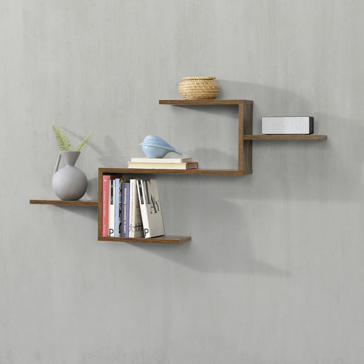 WANDREGAL Flekkefjord - Dunkelbraun, Holzwerkstoff (104/49.5/14.5cm) - [en.casa]