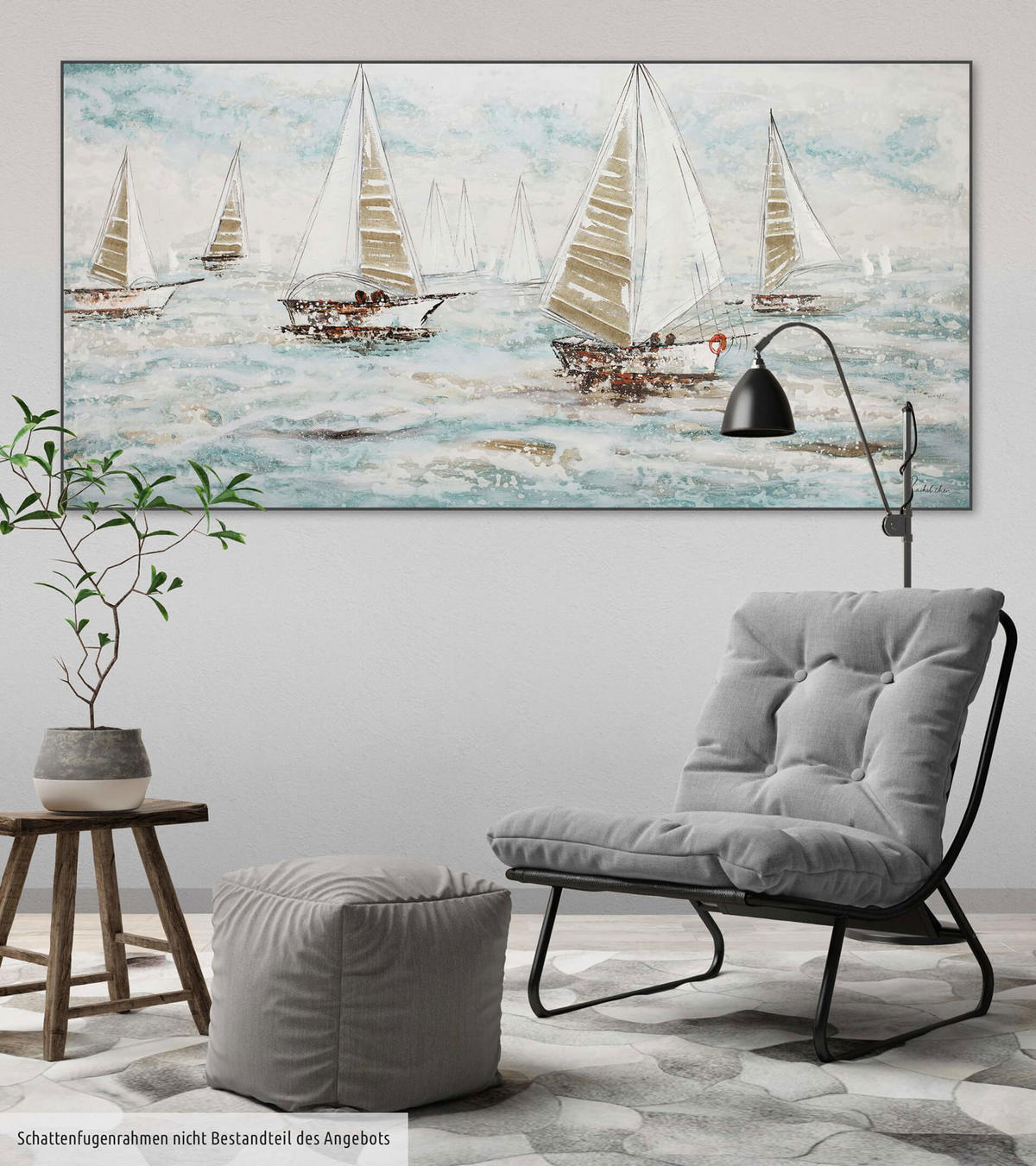 ACRYLBILD HANDGEMALT 140/70 cm - Blau/Weiß, Holz/Textil (2.14/70cm) - KUNSTLOFT