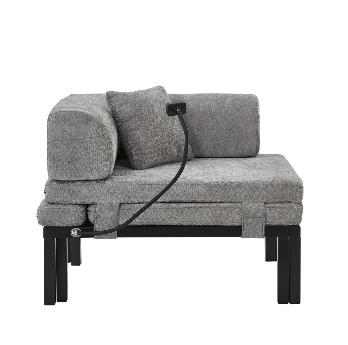 SCHLAFSOFA aus Samt Hellgrau mit ausziehbarer Einzelfunktion und klappbarem, platzsparendem Design - Hellgrau, Textil (176/64/81cm) - Modfu