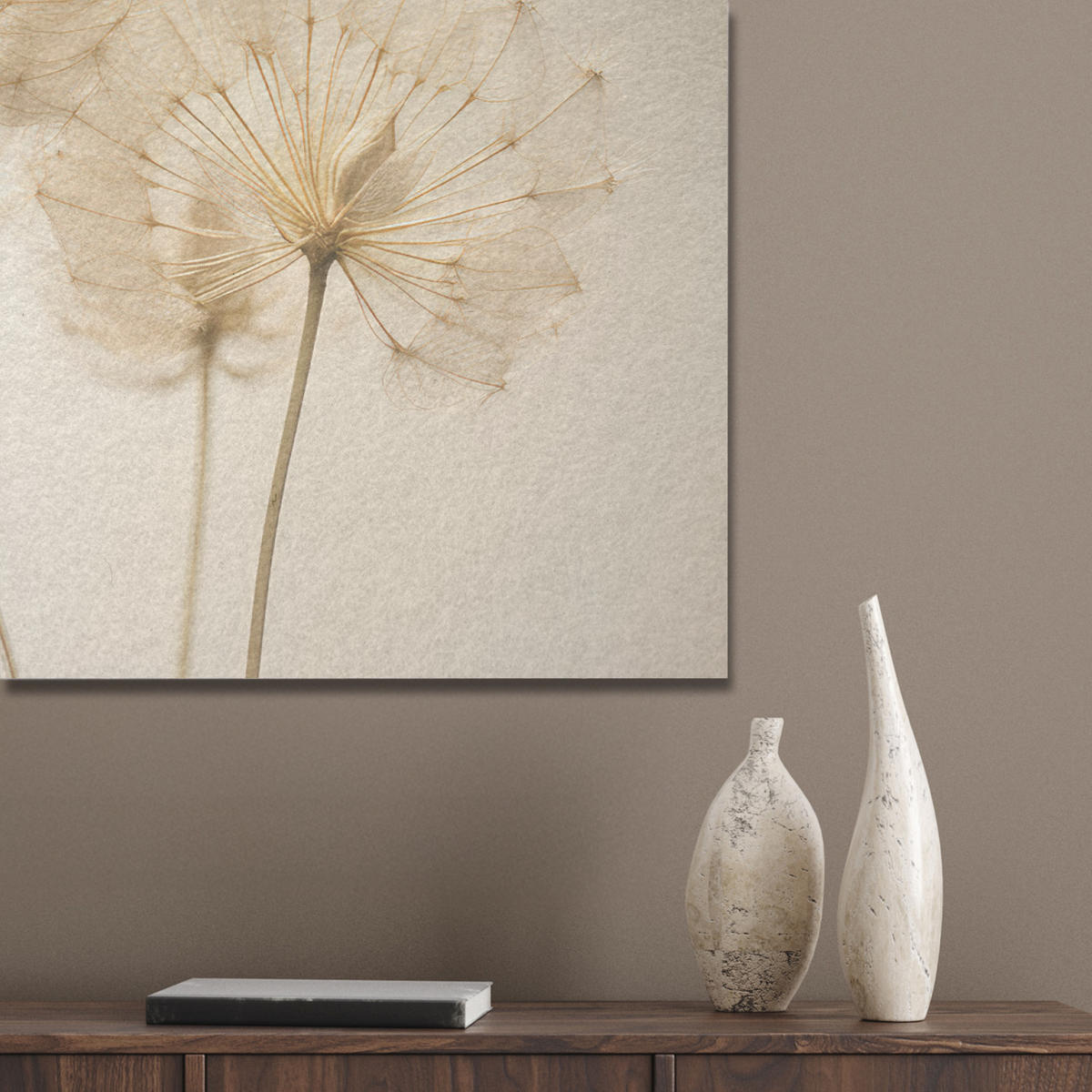 AKUSTIKBILD Sonnenlicht - Löwenzahn - Botanisch - Blumen Akustikpaneele 90x60 cm - Creme, Kunststoff (90/60/0.9cm) - MuchoWow