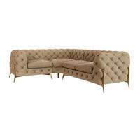 ECKSOFA Chesterfield Lexi Beige Samt, Ottomane links - Beige/Goldfarben, Holz/Textil (264/204cm) - S-Style Möbel