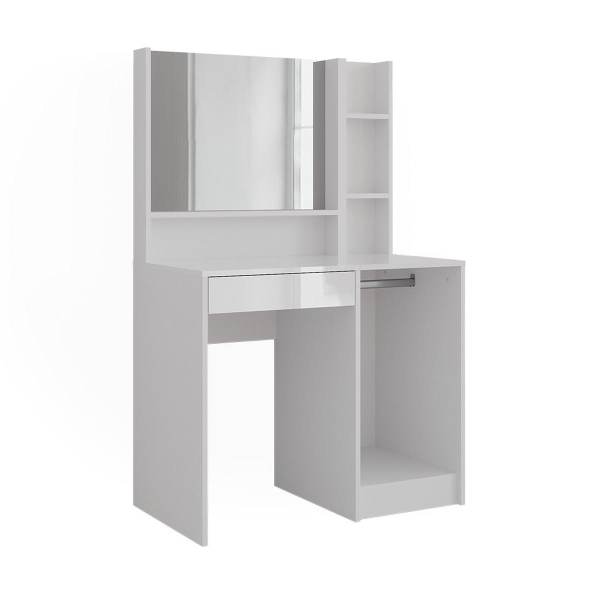 SCHMINKTISCH Sherry Weiß/Weiß Hochglanz 89.8 cm 3 Teile - Weiß Hochglanz, Holzwerkstoff (50.1cm) - Vicco