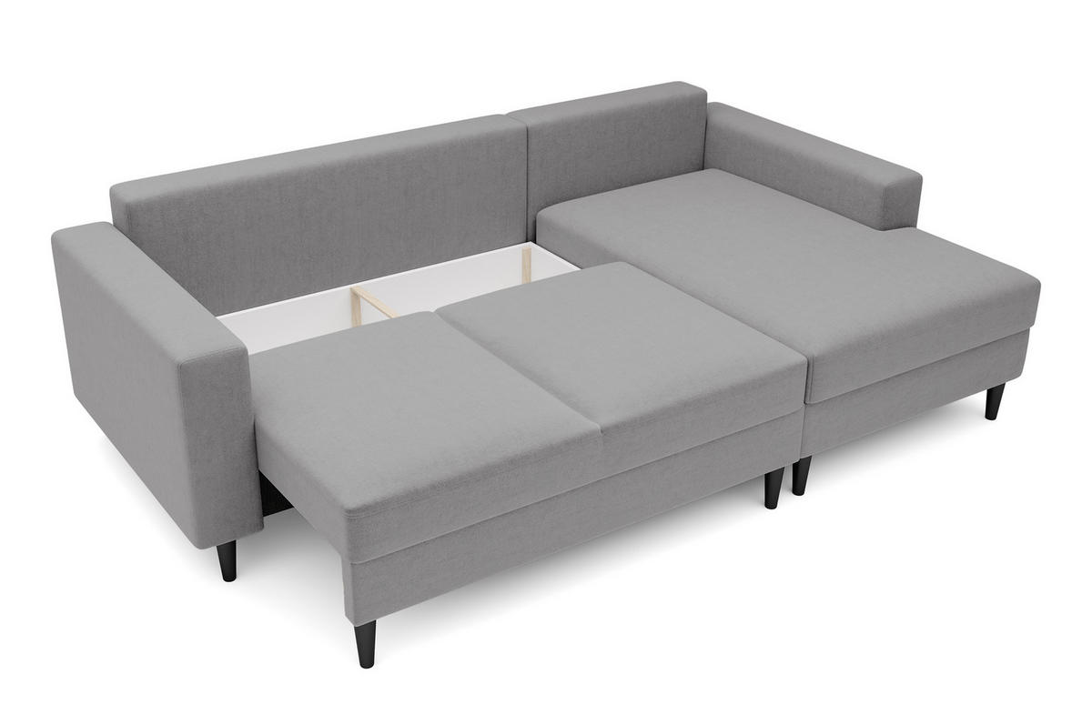 ECKSOFA Nalika Grau Velours - Schwarz/Grau, Holz/Textil (230/143cm) - Selsey