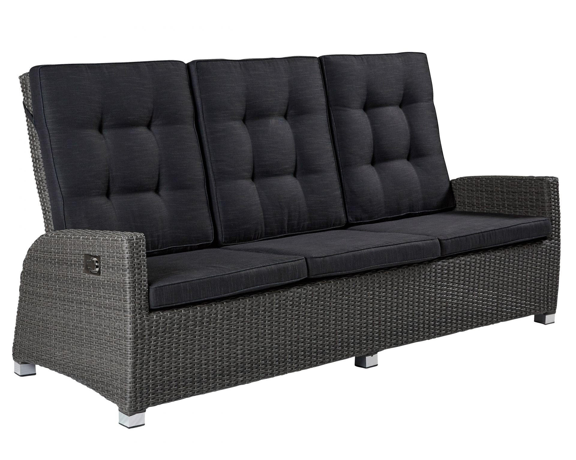 LOUNGESOFA Kansas 108x210x90 cm, Polyrattan, Grau - Grau, Kunststoff (210/108/90cm) - dasmöbelwerk