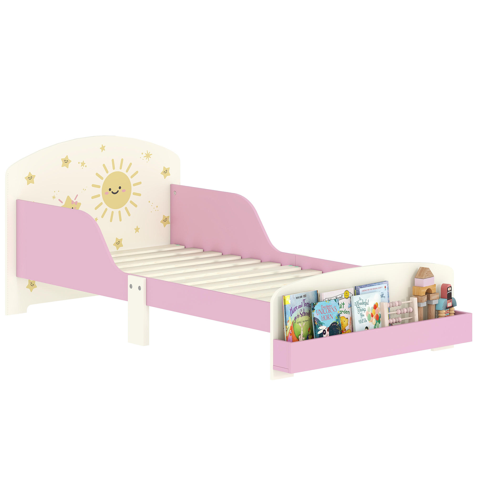 KINDERBETT 140x70 cm DE-14670 mit Schutzbügeln & Stauraum Rosa - Pink, Holzwerkstoff (70/140cm) - ComfortXL