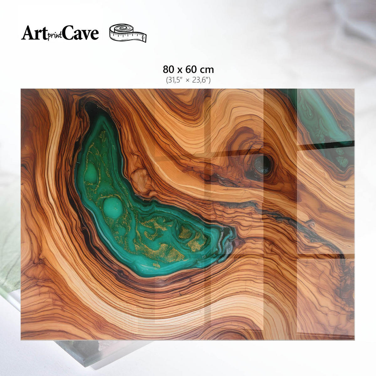 GLASPLATTE 80x60 cm – Holzwellen - Braun, Glas (0.4/80/60cm) - ArtPrintCave