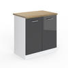 SPÜLENUNTERSCHRANK R-Line Anthrazit Hochglanz 80 cm, AP Eiche - Anthrazit/Weiß, Holzwerkstoff (80/81.6/60cm) - Vicco