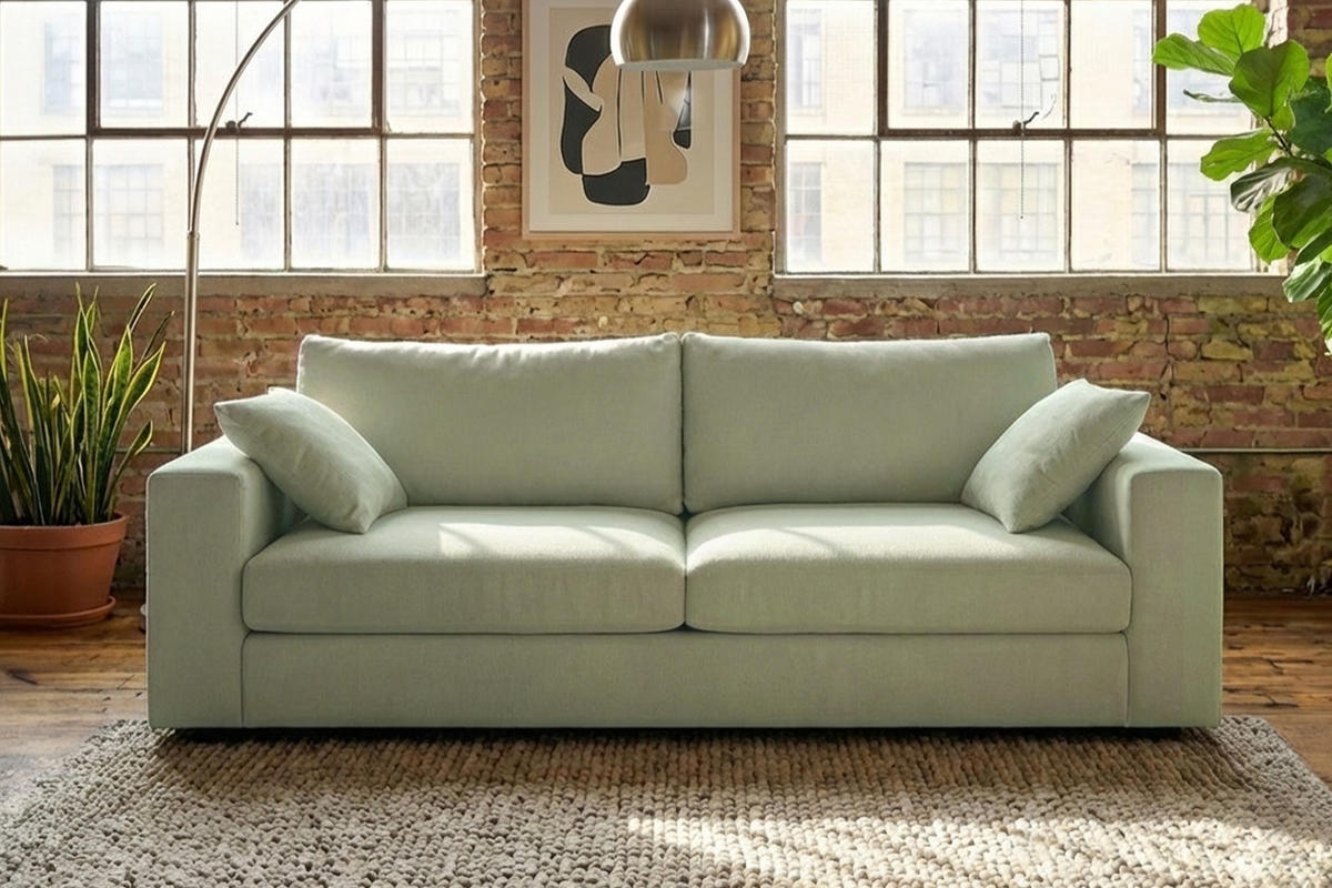 SOFA AMINA Grün Flachgewebe - Schwarz/Grün, Buchenholz/Textil (228/82/101cm) - KAWOLA