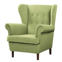 OHRENSESSEL - Dunkelbraun/Grün, Textil (85/101/89cm) - home24