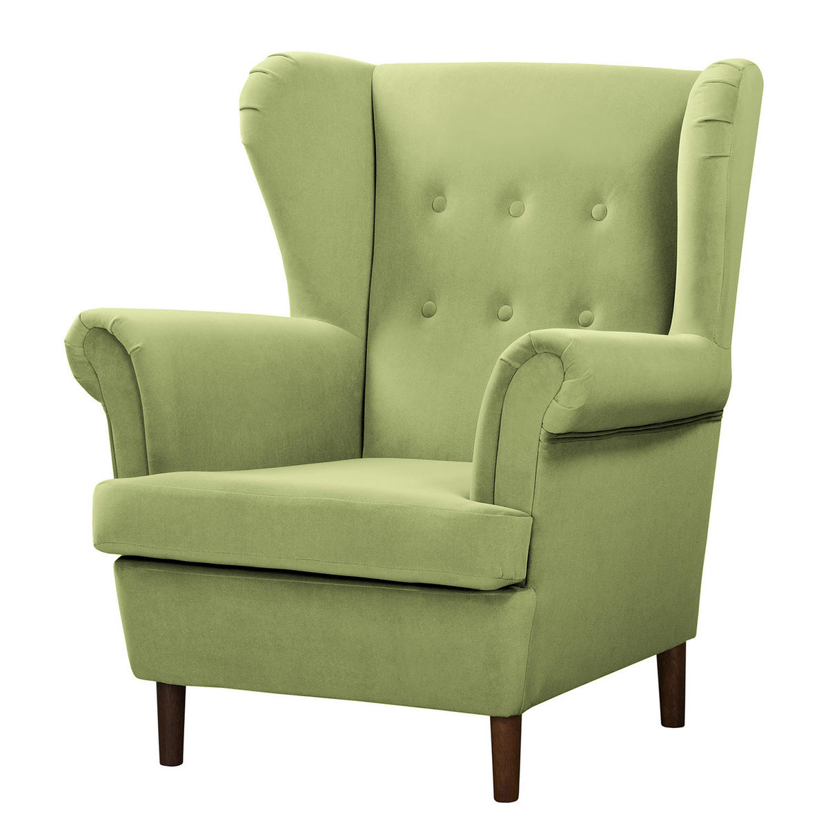 OHRENSESSEL - Dunkelbraun/Grün, Textil (85/101/89cm) - home24