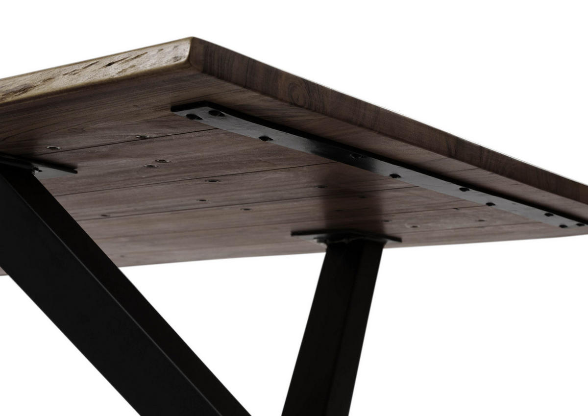 BAUMTISCH Akazie 220x100x75 grau lackiert / ausgestellte X-Beine anthrazit matt FREEFORM 3 - Anthrazit/Grau, Holz (220/100/75cm) - Massivmoebel24
