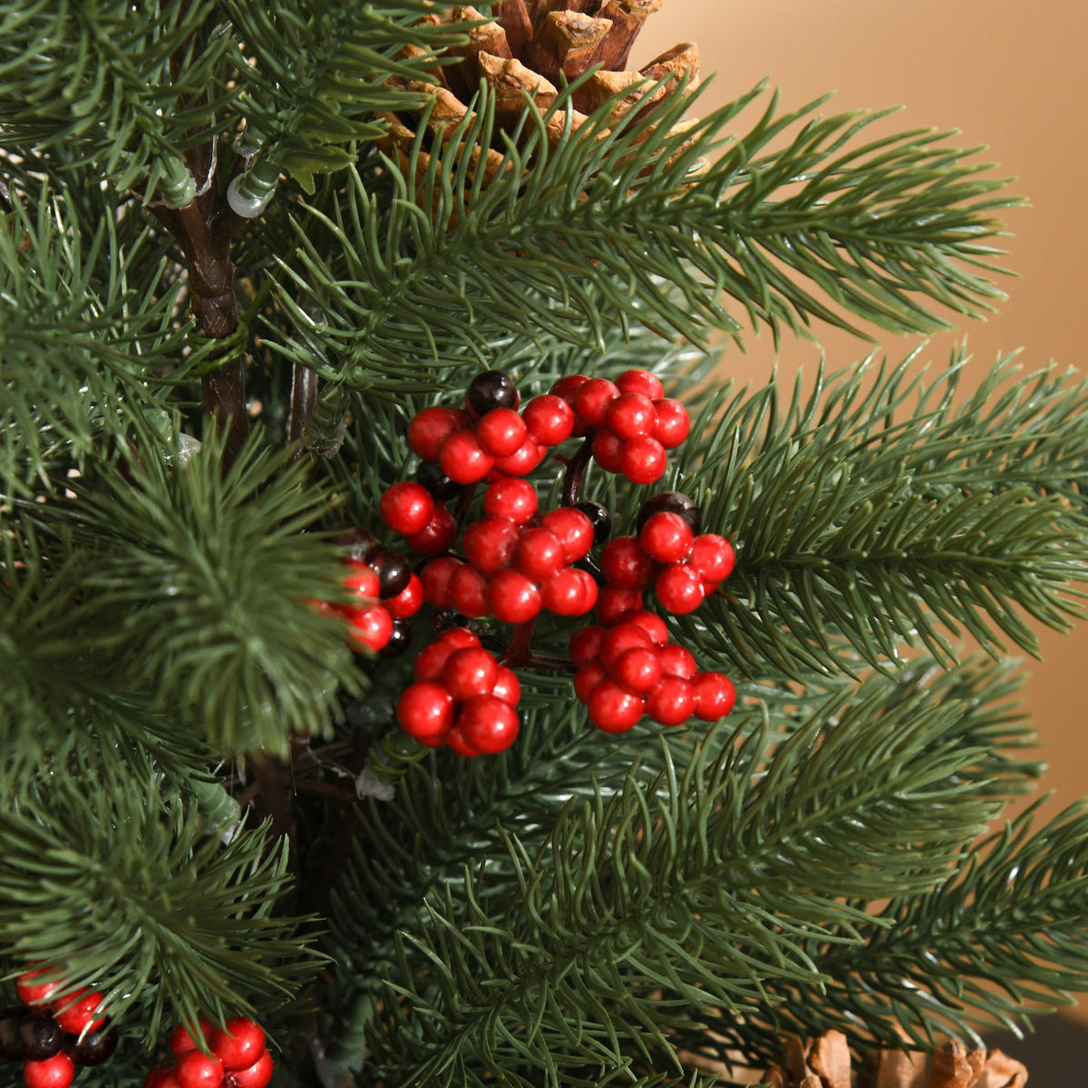 WEIHNACHTSBAUM DE-41616 Mini 50 cm, inkl. Schmuck und roten Beeren Grün/Mehrfarbig - Grün, Kunststoff (50cm) - ComfortXL