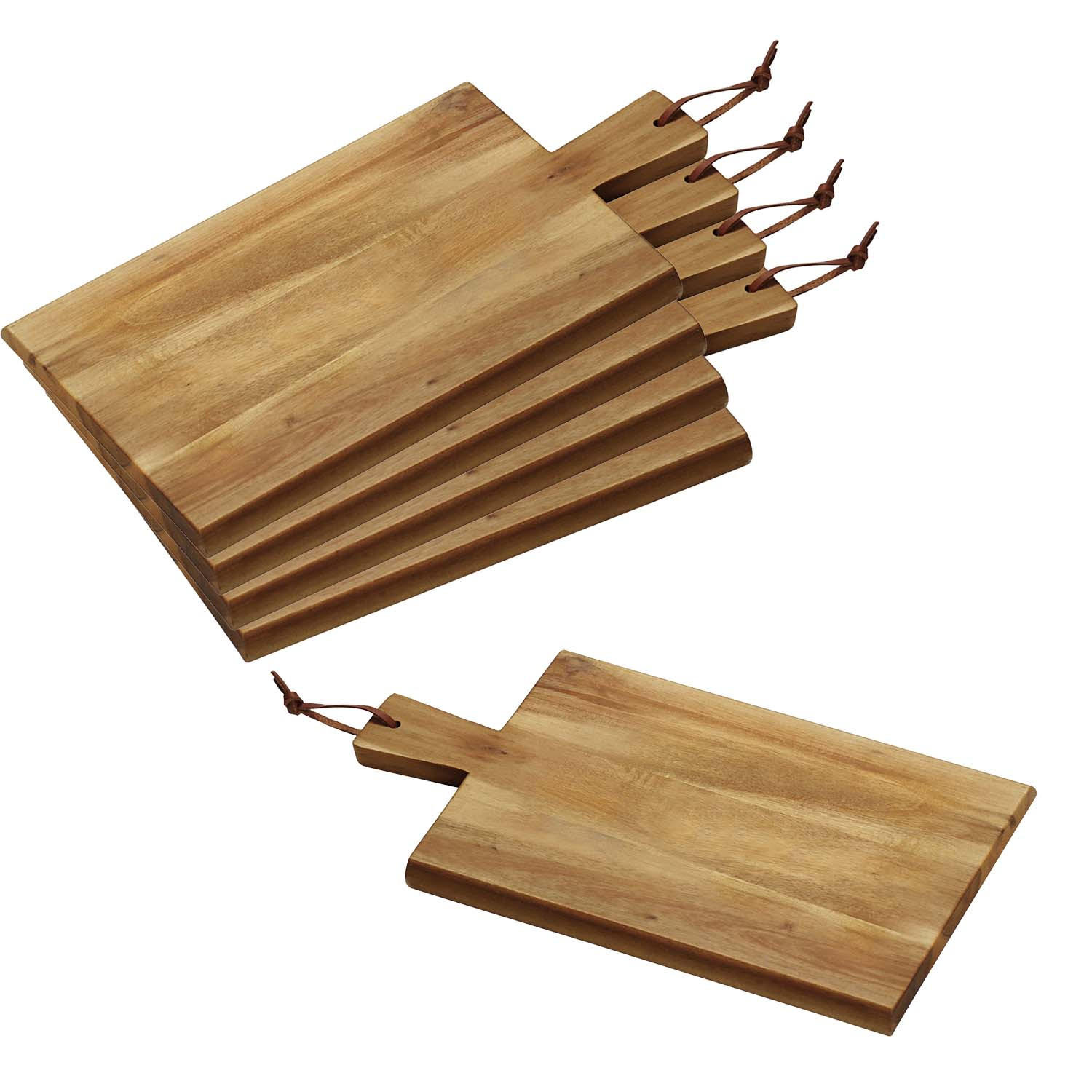 SERVIERBRETTER mit Tragegriff, 5 Stück- Akazienholz - 35 x 18cm - Naturfarben, Holz (18/35cm) - Kesper