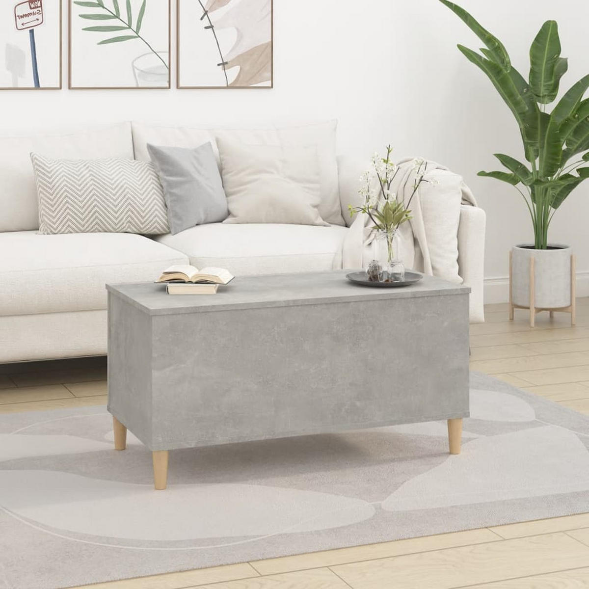 COUCHTISCH Betongrau 90x44,5x45 cm Holzwerkstoff - Grau, Holzwerkstoff (90/44.5/45cm) - furnicato