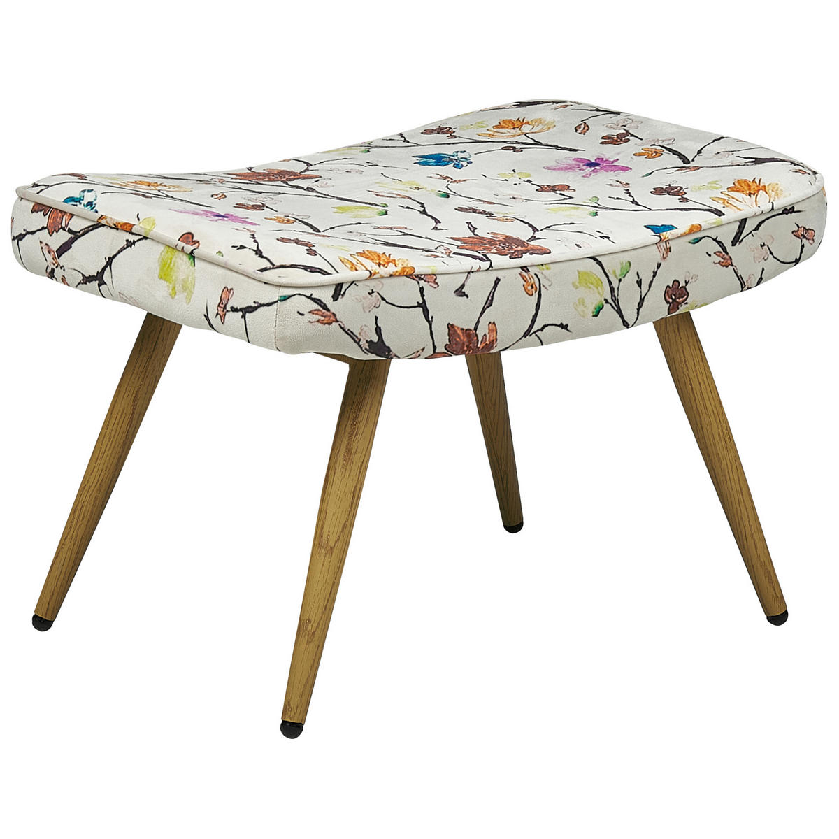 SESSEL Blumenmotiv cremeweiß mit Hocker Vejle - Hellbraun/Multicolor, Textil (62/93/78cm) - Beliani