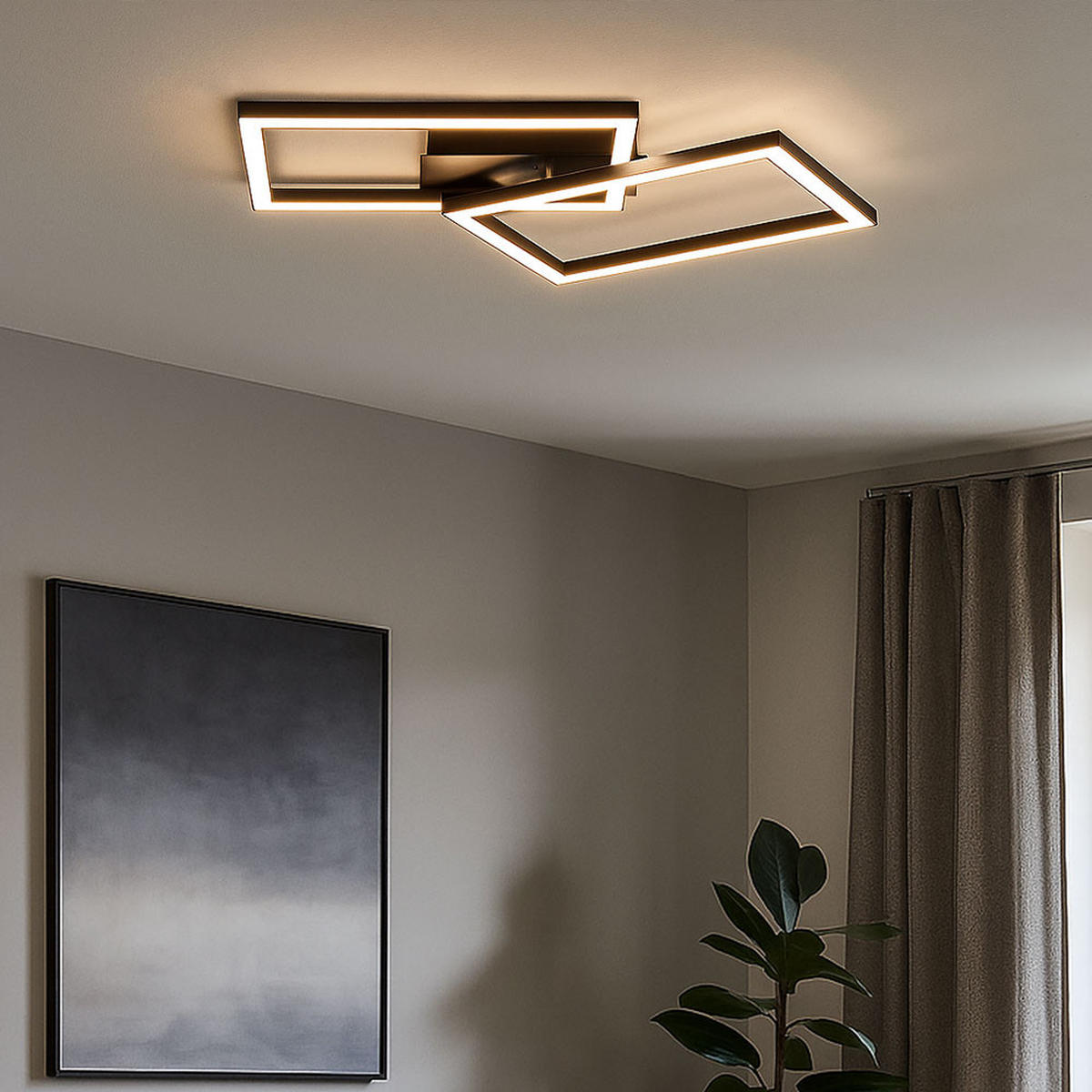 LED DECKENLEUCHTE Schwarz Metall - Schwarz, Metall (54/31/7cm)