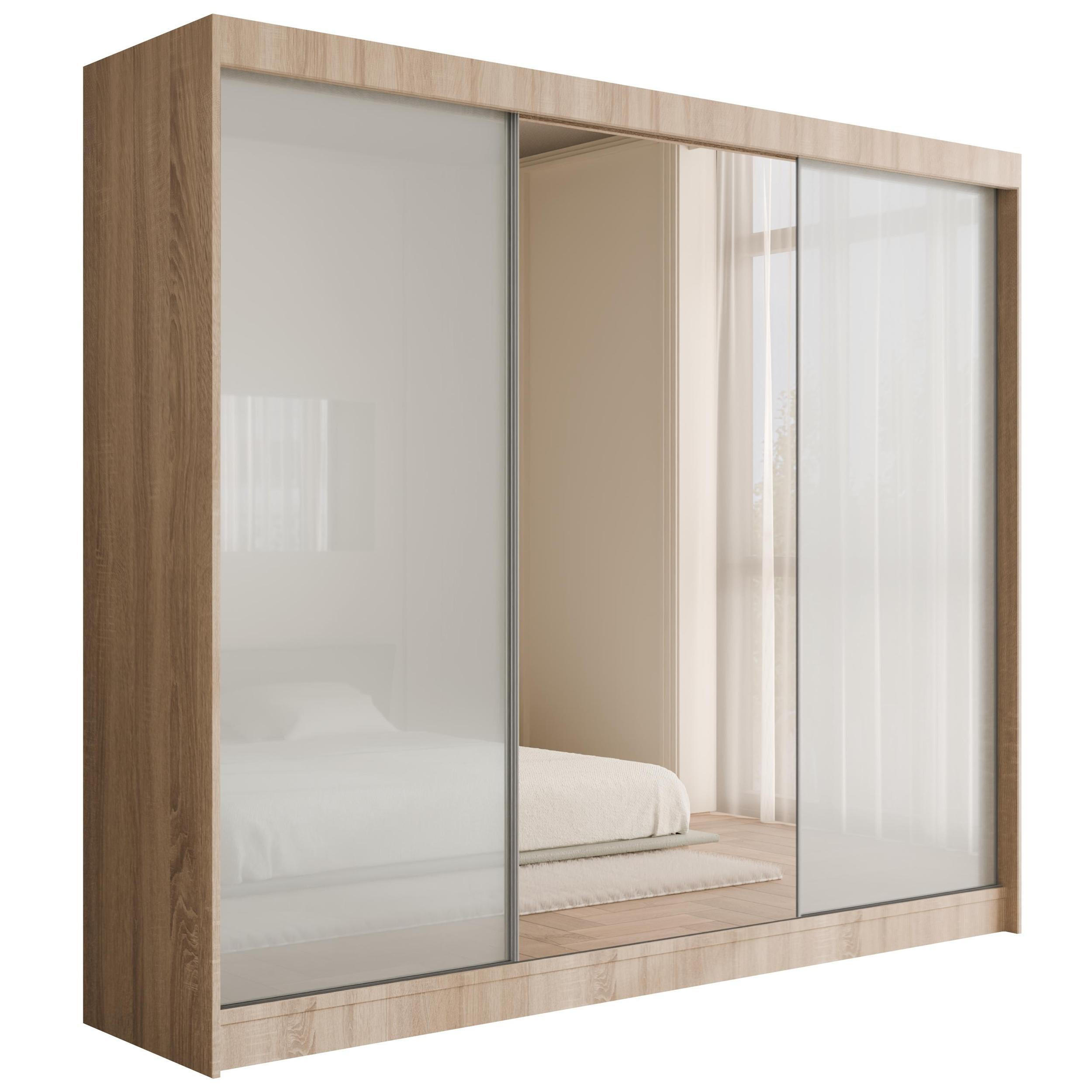 KLEIDERSCHRANK VESLI - 250 cm - Sonoma Eiche|Weiß - Weiß/Sonoma Eiche, Holzwerkstoff (250/215/61cm) - ALTDECOR