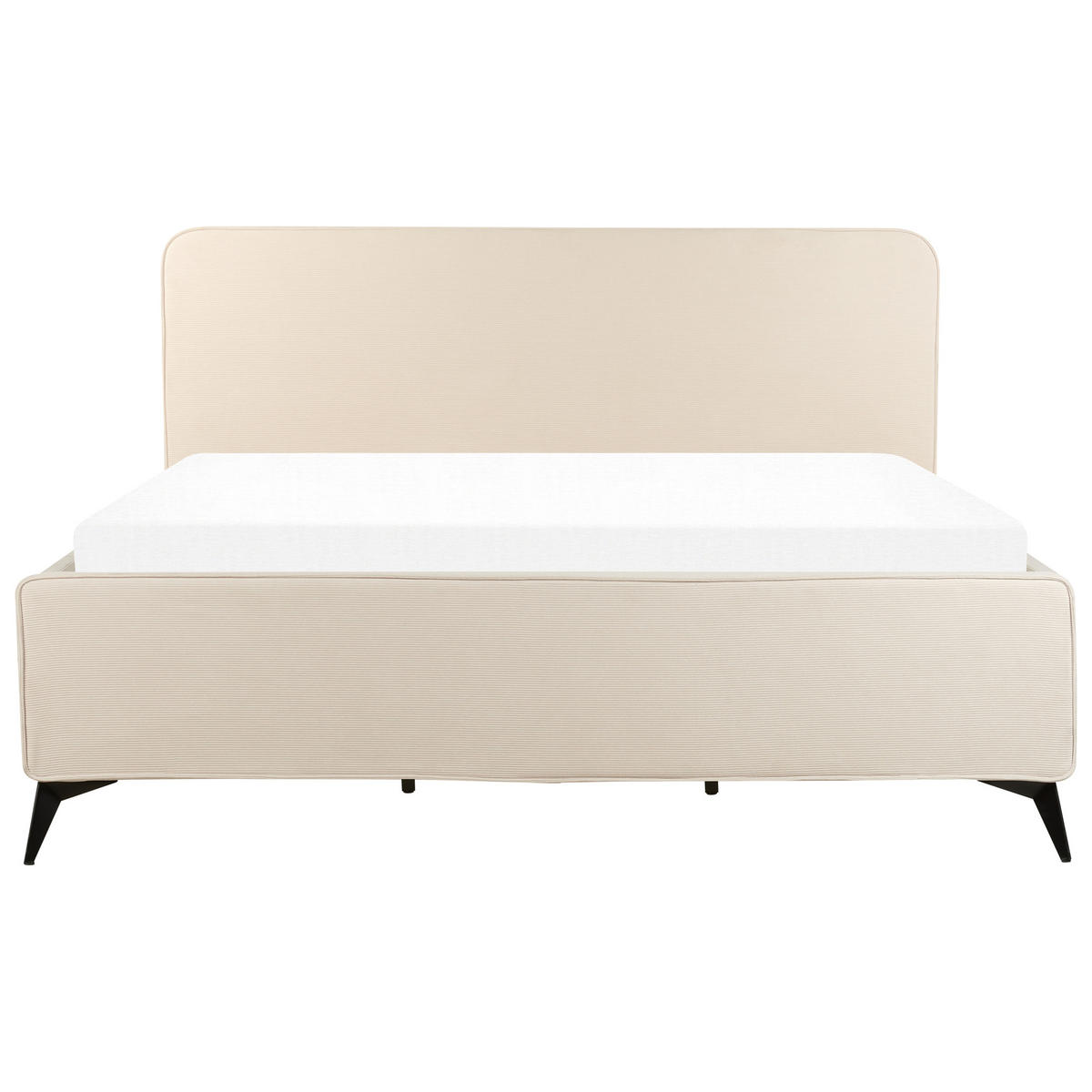 BETT mit Lattenrost 180/200 cm Hellbeige Valognes - Beige/Schwarz, Textil (180/200cm) - Beliani