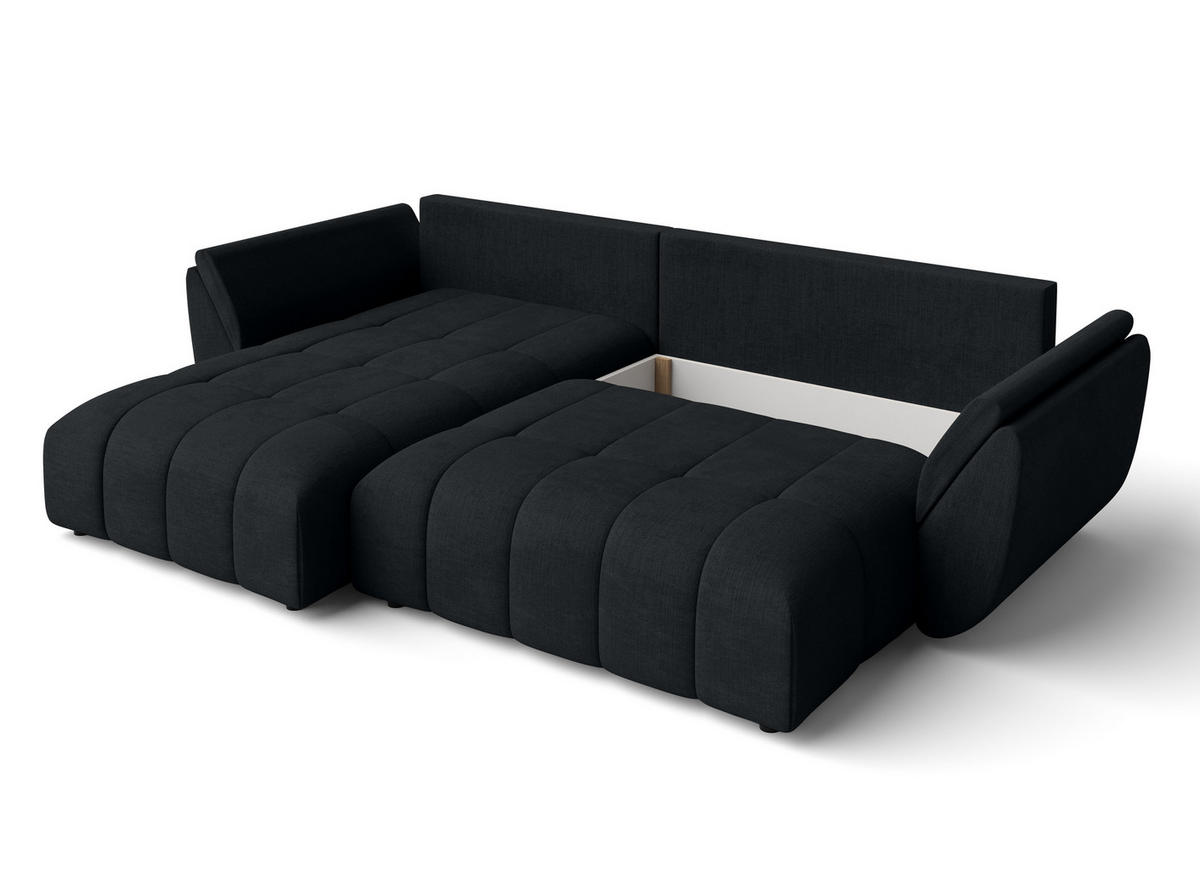 ECKSOFA L Form Verciani Schwarz 266/190/91 cm mit Schlaffunktion - Schwarz, Kunststoff/Textil (266/190cm) - AX Living