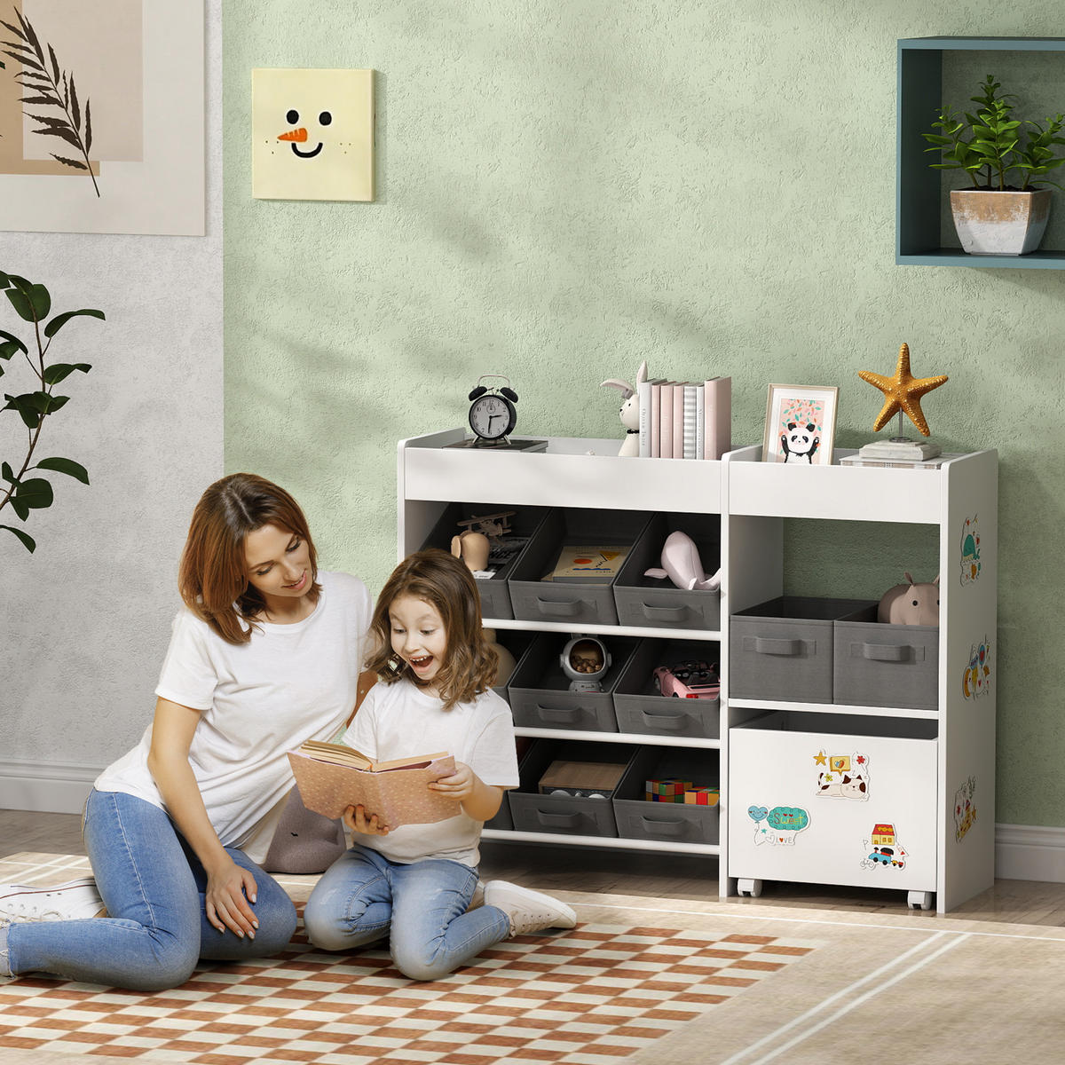 KINDERREGAL DE-17252 11 Aufbewahrungsboxen & Schrankfach Weiß - Weiß, Naturmaterialien (105/80/30cm) - ComfortXL