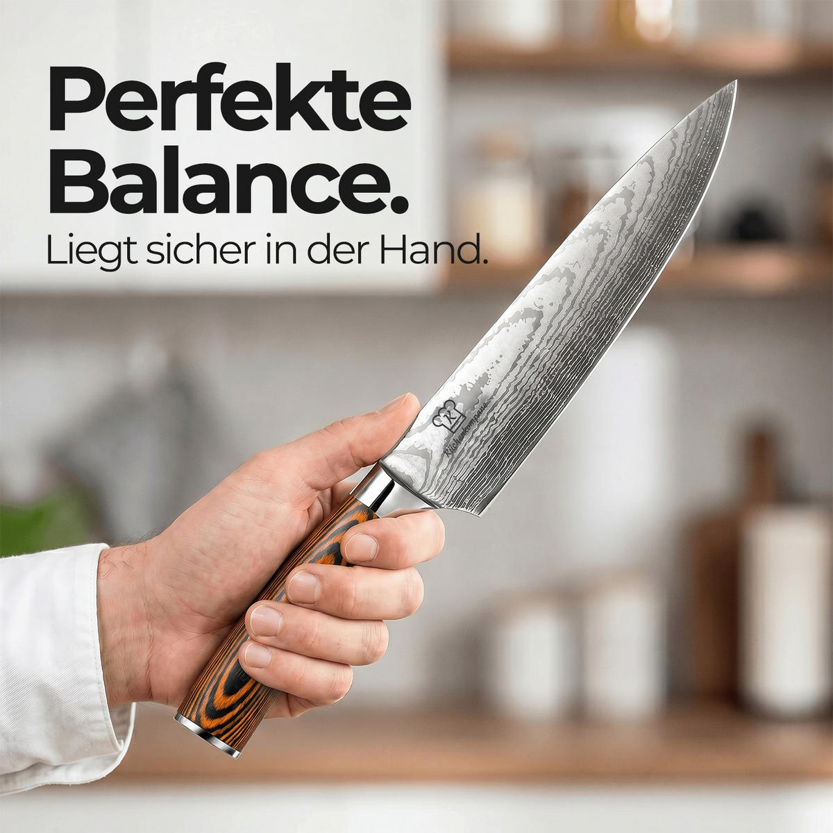 MESSER-SET 8-tlg. mit Edelstahlklingen und ergonomischen Pakkaholz-Griffen - Braun, Holz/Metall - Küchenkompane