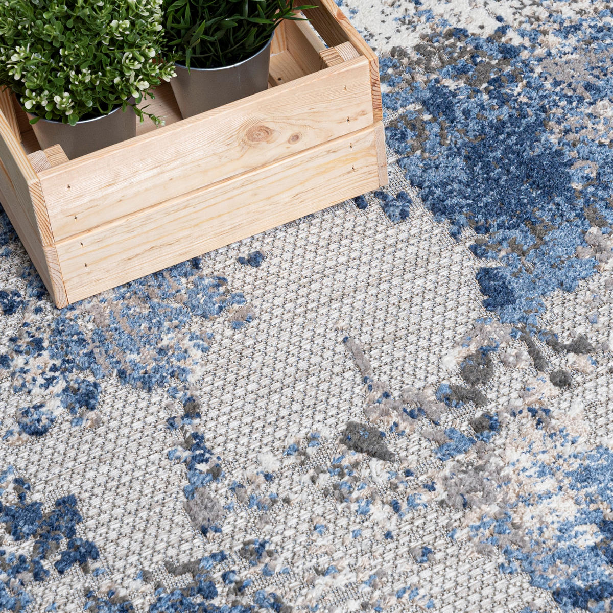 TEPPICH In-Outdoor Bunte Abstrakt - Kurzflor Rechteckig - 80 x 150 cm - Blau, Textil (80/150cm) - Mazovia