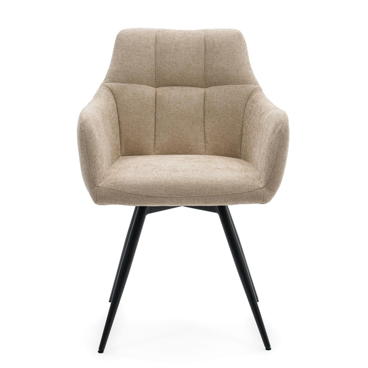 STUHL LUGANO drehbar gepolsterter mit Steppung - hellbeige - Chenille - Beige/Schwarz, Textil/Metall (58/84/59cm) - NEW HOME