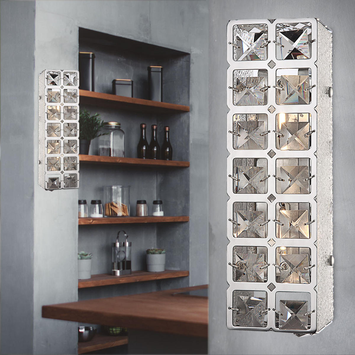 LED WANDLEUCHTE IONA Chrom Silber 2er Set - Silberfarben, Metall (9/9/29cm) - Globo Lighting