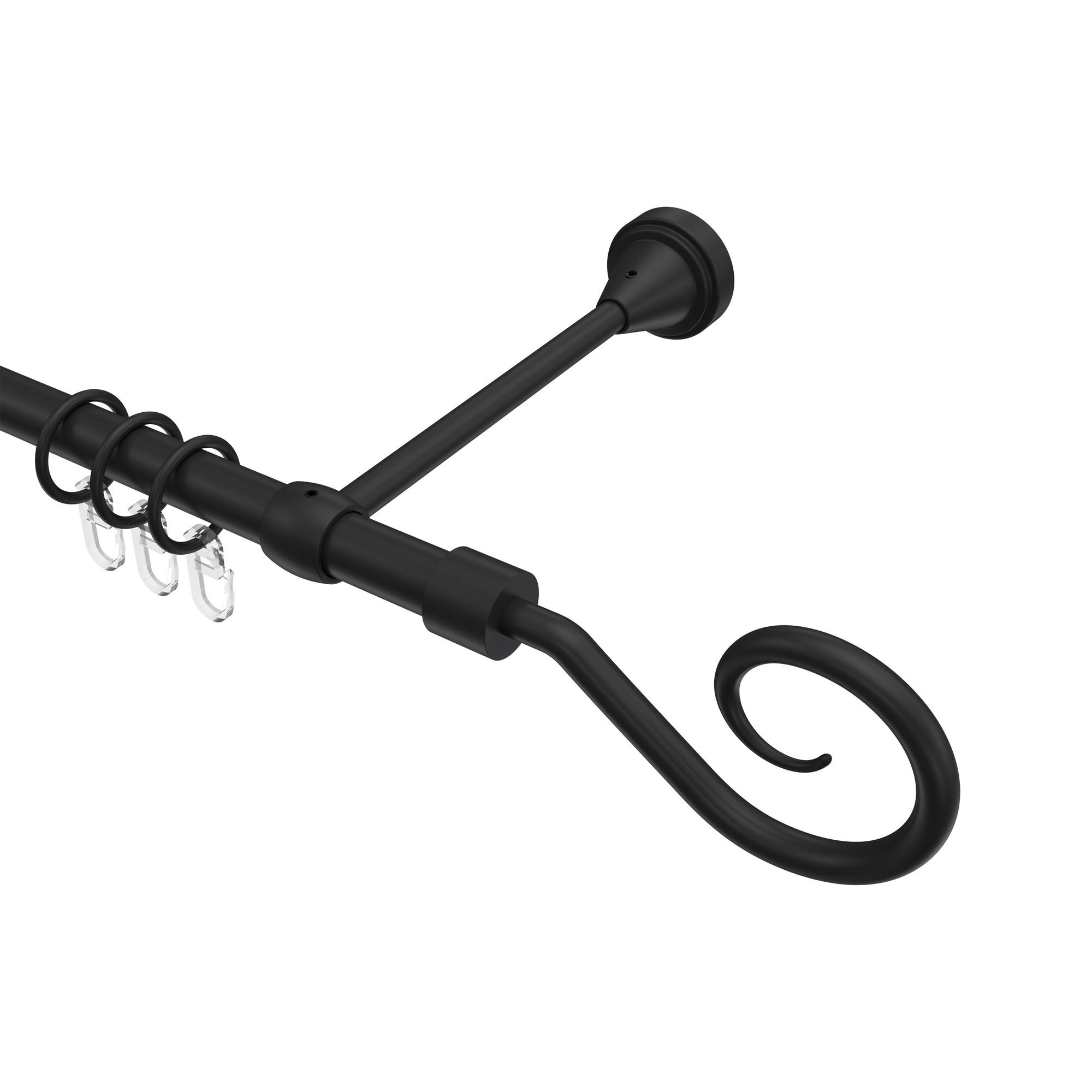 GARDINENSTANGE Primus Allegra 480 cm (geteilt in 3 x 160 cm), 1-läufig, 16 mm Ø Schwarz - Schwarz, Metall (480cm) - INTERDECO