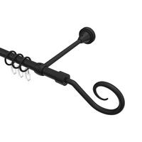 GARDINENSTANGE Primus Allegra 480 cm (geteilt in 3 x 160 cm), 1-läufig, 16 mm Ø Schwarz - Schwarz, Metall (480cm) - INTERDECO