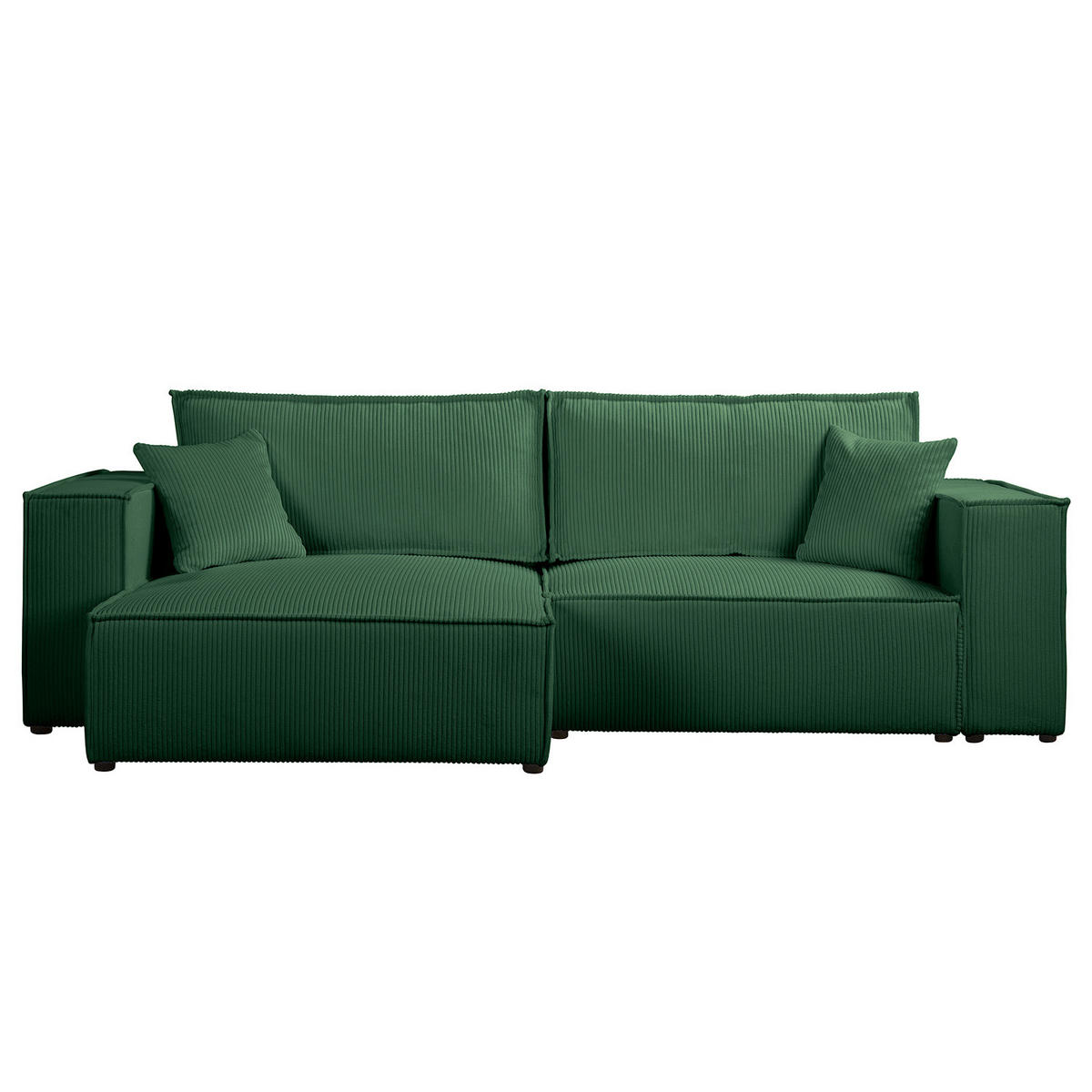 ECKSOFA mit Schlaffunktion - 255 cm - Schwarz/Grün, Kunststoff/Textil (255/148cm) - home24